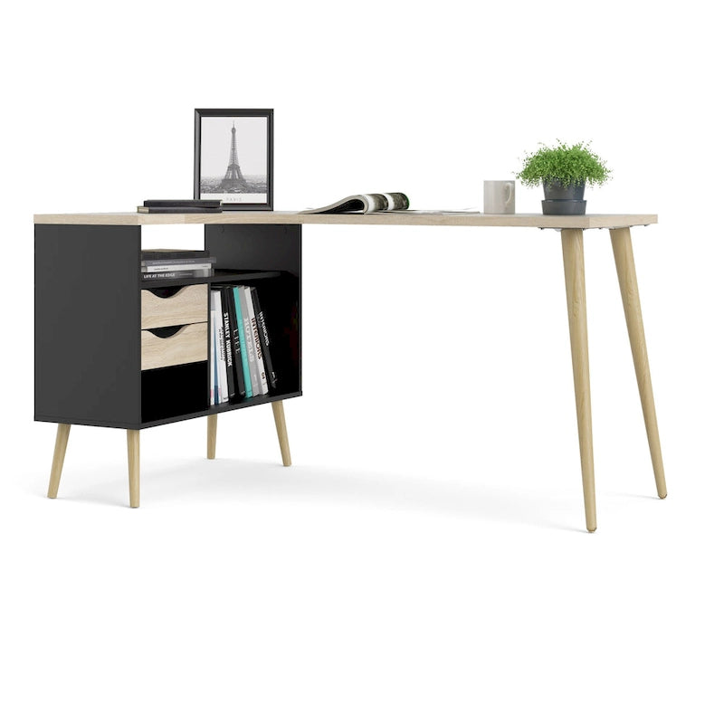 Carson Carrington Kristiansund 2-drawer 3-Shelf L-shaped Desk