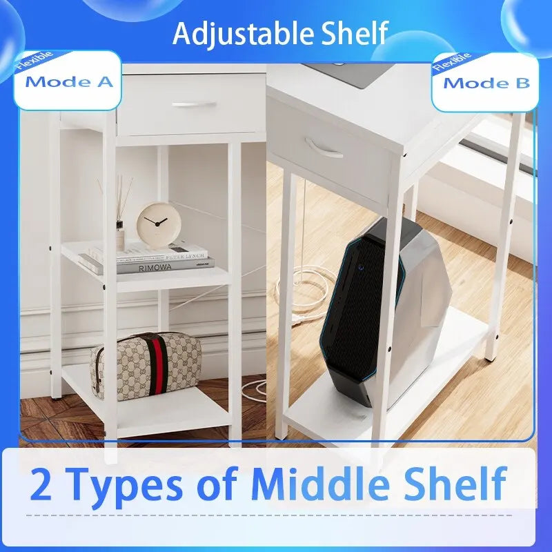 Modern Computer Desk with 7 Drawers and Built In Power Station for Gaming and Studying or Home Office Setup