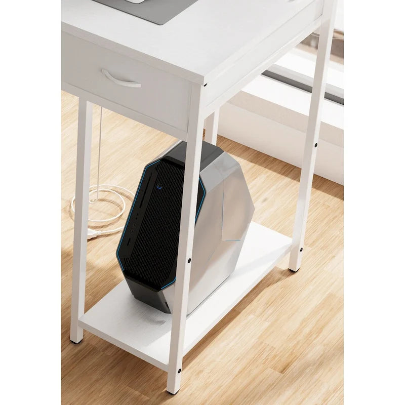 Modern Computer Desk with 7 Drawers and Built In Power Station for Gaming and Studying or Home Office Setup