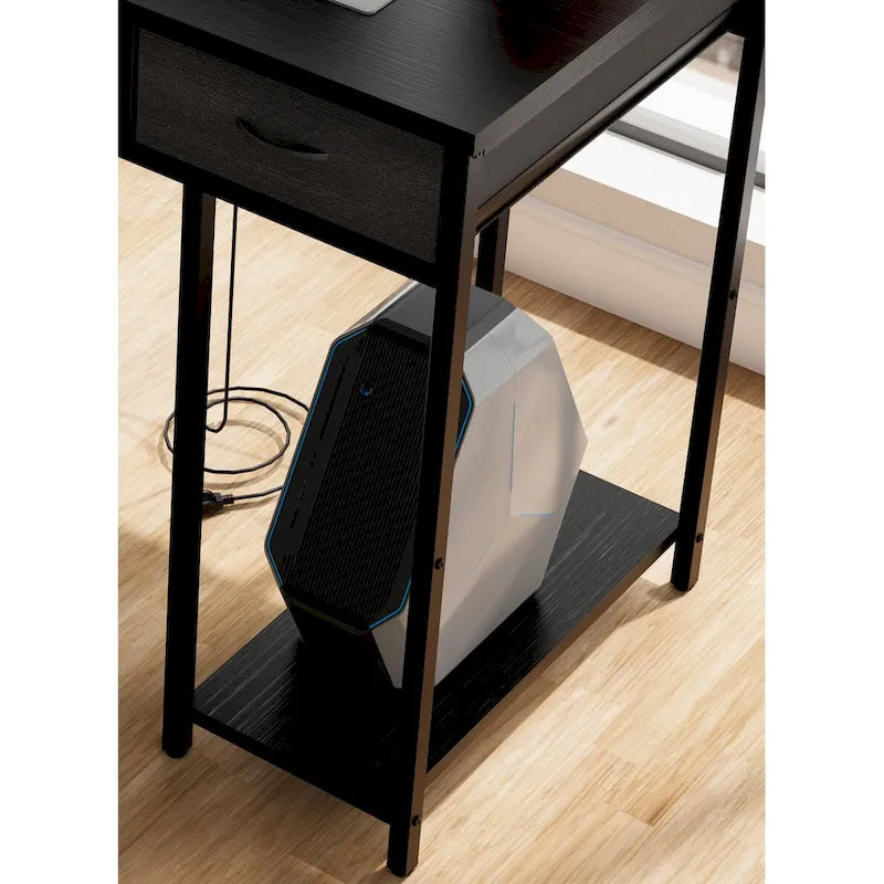 Modern Computer Desk with 7 Drawers and Built In Power Station for Gaming and Studying or Home Office Setup