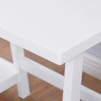 Modern Writing Computer Table Desk with Open Storage Shelves and Rubberwood Legs for Home Office or Bedroom