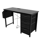 Modern Computer Desk with Charging Station and Reversible Storage Drawers for Home Office or Study Room