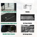 Modern Computer Desk with Charging Station and Reversible Storage Drawers for Home Office or Study Room