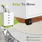 5-Drawer Mobile File Cabinet, Vertical Wooden Storage Dresser with 4 Wheels, Rolling Under Desk Organizer