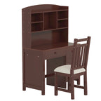 Computer Desk with Four Drawers, Storage Shelf, and Chair, Ideal for Office or Study in Bedroom or Living Room