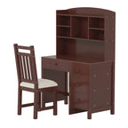 Computer Desk with Four Drawers, Storage Shelf, and Chair, Ideal for Office or Study in Bedroom or Living Room