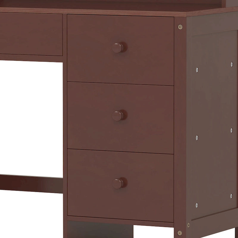 Computer Desk with Four Drawers, Storage Shelf, and Chair, Ideal for Office or Study in Bedroom or Living Room