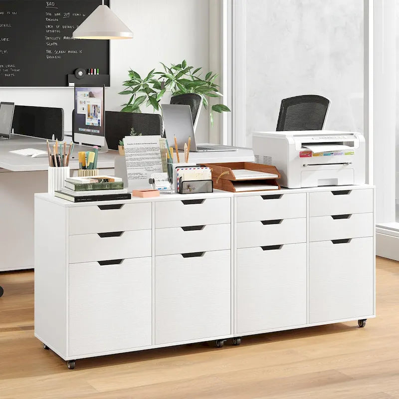 Costway 4 Drawer File Cabinet Rolling Printer Stand with Wheels Wooden - See Details