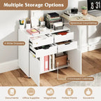 Costway 4 Drawer File Cabinet Rolling Printer Stand with Wheels Wooden - See Details