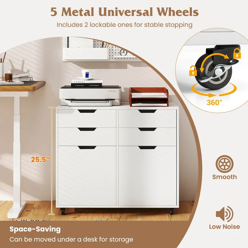 Costway 4 Drawer File Cabinet Rolling Printer Stand with Wheels Wooden - See Details