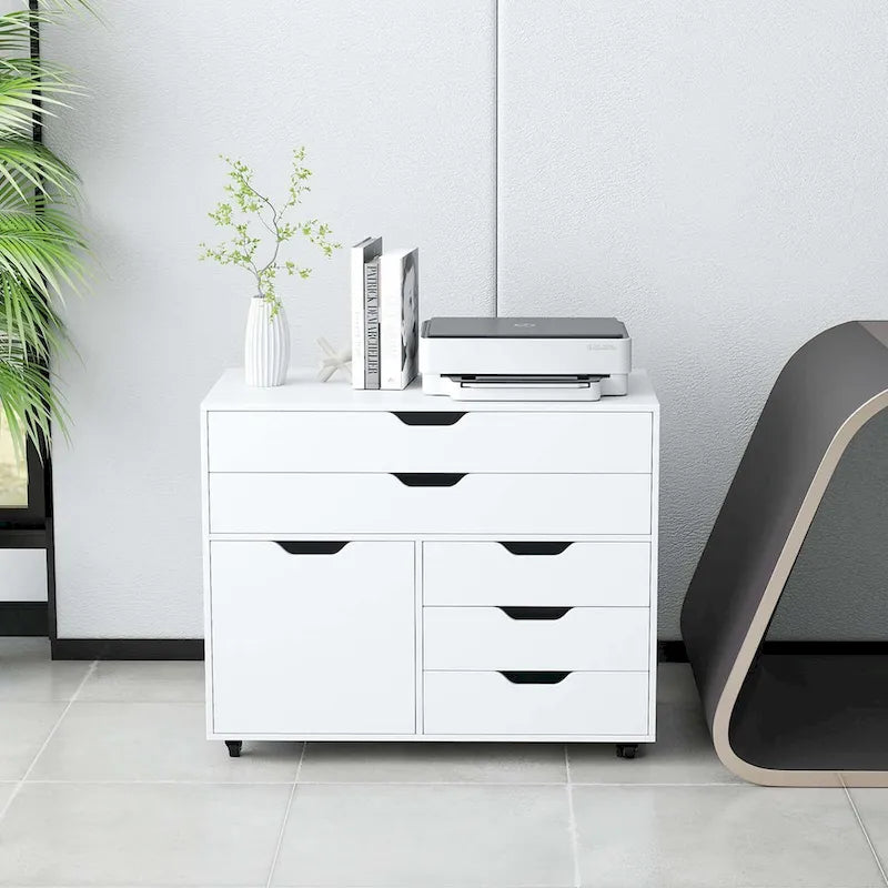 Costway 5-Drawer File Cabinet Mobile Chest of Drawers with Side - See Details