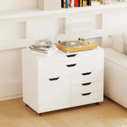 Costway 5-Drawer File Cabinet Mobile Chest of Drawers with Side - See Details