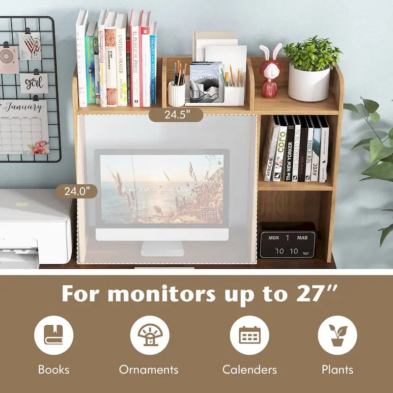 Costway Desk Bookshelf Desktop Storage Organizer Display Shelf Rack