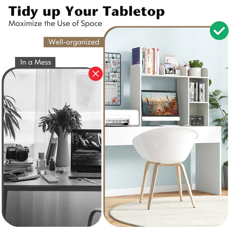 Costway Desk Bookshelf Desktop Storage Organizer Display Shelf Rack