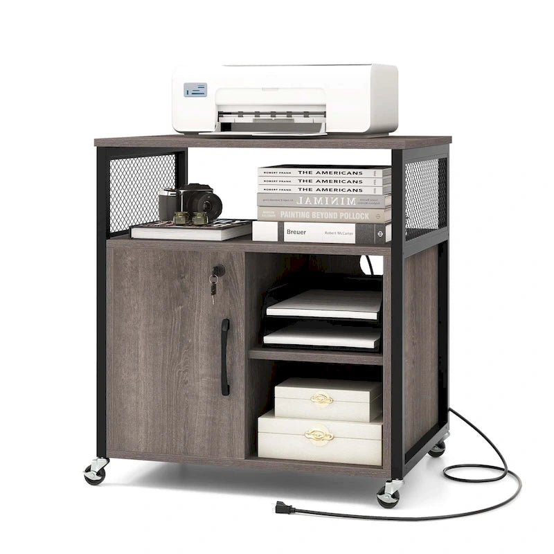 Costway File Cabinet on Wheels with Charging Station & Cable - See Details