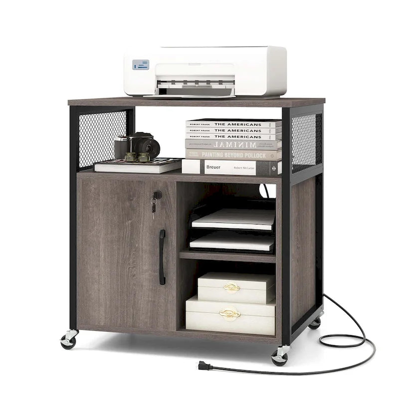 Costway File Cabinet on Wheels with Charging Station & Cable - See Details