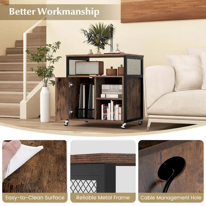 Costway File Cabinet on Wheels with Charging Station & Cable - See Details