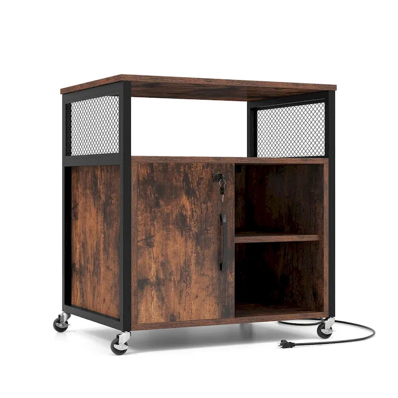Costway File Cabinet on Wheels with Charging Station & Cable - See Details