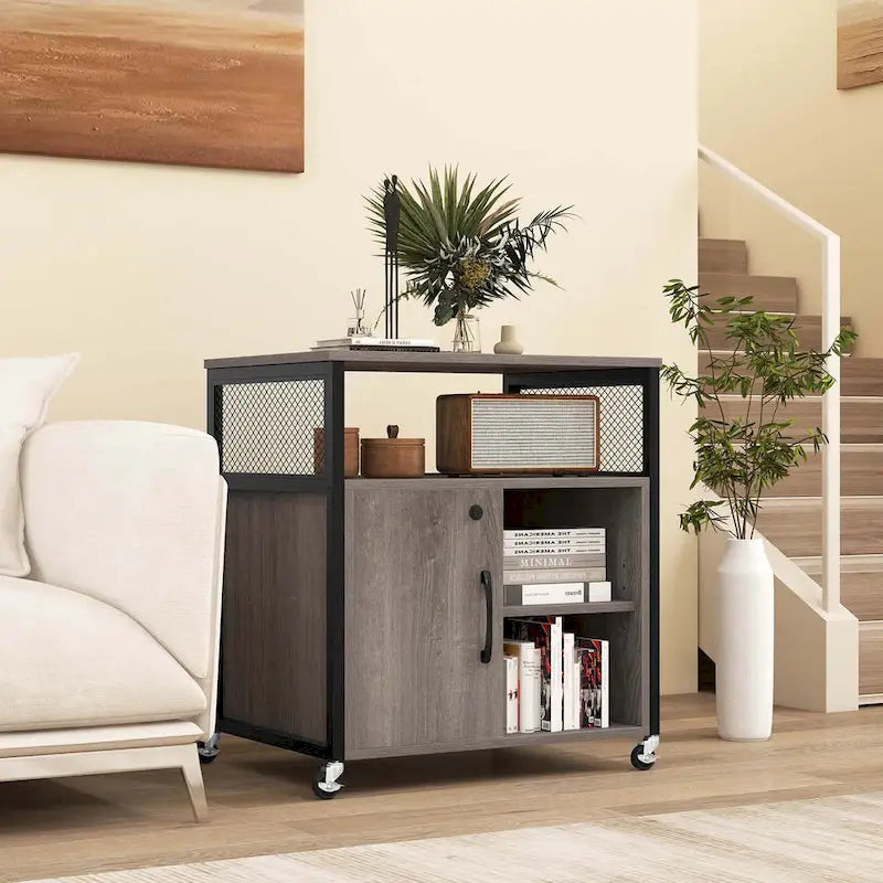 Costway File Cabinet on Wheels with Charging Station & Cable - See Details