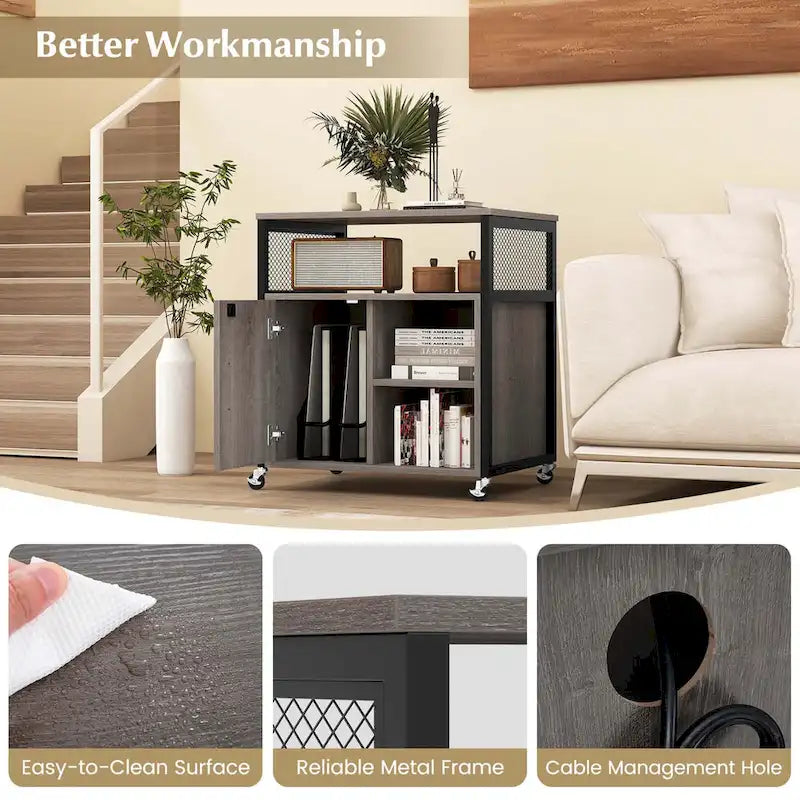 Costway File Cabinet on Wheels with Charging Station & Cable - See Details