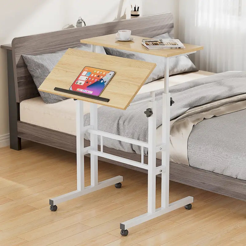 49.5 Inch Portable Rolling Desks, Small Standing Desk Adjustable Height, Mobile Stand Up Desk with Wheels