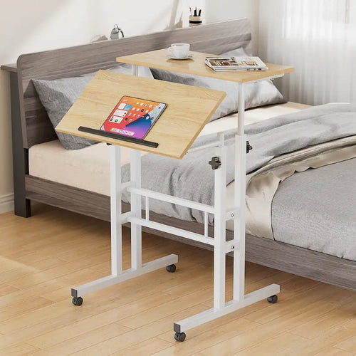 49.5 Inch Portable Rolling Desks, Small Standing Desk Adjustable Height, Mobile Stand Up Desk with Wheels