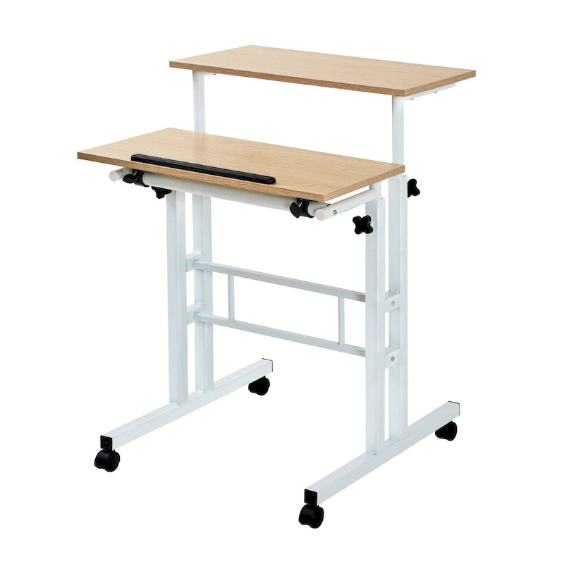 49.5 Inch Portable Rolling Desks, Small Standing Desk Adjustable Height, Mobile Stand Up Desk with Wheels
