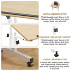 49.5 Inch Portable Rolling Desks, Small Standing Desk Adjustable Height, Mobile Stand Up Desk with Wheels