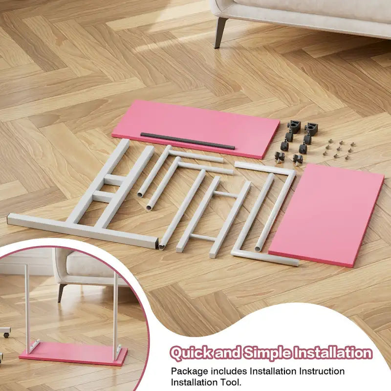 49.5 Inch Portable Rolling Desks, Small Standing Desk Adjustable Height, Mobile Stand Up Desk with Wheels