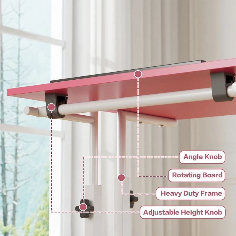 49.5 Inch Portable Rolling Desks, Small Standing Desk Adjustable Height, Mobile Stand Up Desk with Wheels