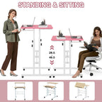 49.5 Inch Portable Rolling Desks, Small Standing Desk Adjustable Height, Mobile Stand Up Desk with Wheels