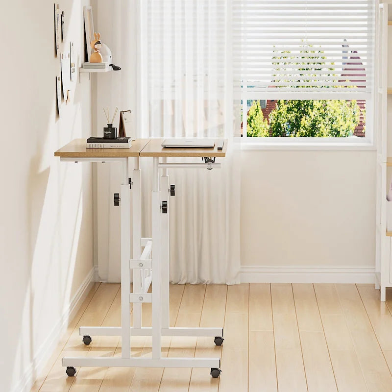 49.5 Inch Portable Rolling Desks, Small Standing Desk Adjustable Height, Mobile Stand Up Desk with Wheels