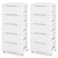 Costway 2 PCS 6-Drawer Plastic Rolling Storage Cart with 4 Universal - See Details