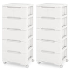 Costway 2 PCS 6-Drawer Plastic Rolling Storage Cart with 4 Universal - See Details