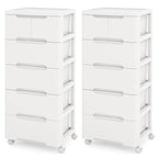 Costway 2 PCS 6-Drawer Plastic Rolling Storage Cart with 4 Universal - See Details
