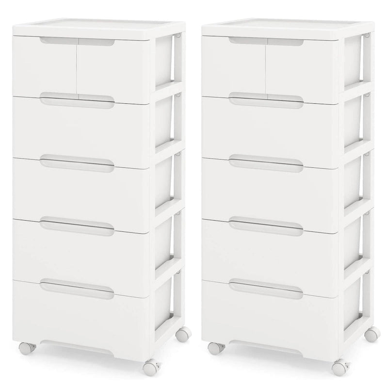 Costway 2 PCS 6-Drawer Plastic Rolling Storage Cart with 4 Universal - See Details