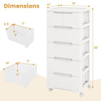 Costway 2 PCS 6-Drawer Plastic Rolling Storage Cart with 4 Universal - See Details