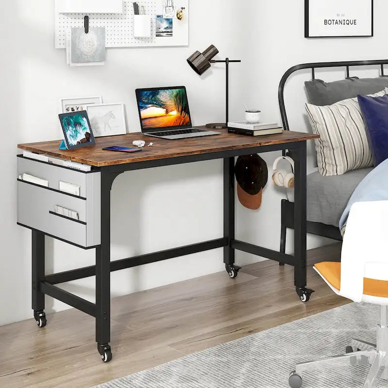 Costway 1/2/4 PCS Rolling Computer Desk Metal Frame PC Laptop Table