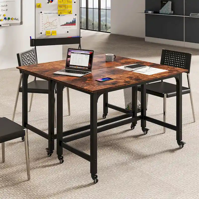 Costway 1/2/4 PCS Rolling Computer Desk Metal Frame PC Laptop Table