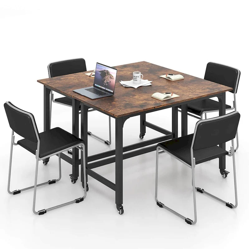 Costway 1/2/4 PCS Rolling Computer Desk Metal Frame PC Laptop Table