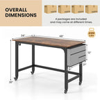Costway 1/2/4 PCS Rolling Computer Desk Metal Frame PC Laptop Table