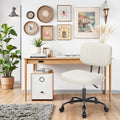 Small Armless Office Desk Chair with Wheels and Low Back Lumbar Support, Comfy Cute PU Leather Vanity Rolling Swivel Task Chair