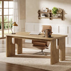 63-Inch Executive Desk, Farmhouse Office Computer Desk with Unique Legs, Industrial Business Furniture for Home Office
