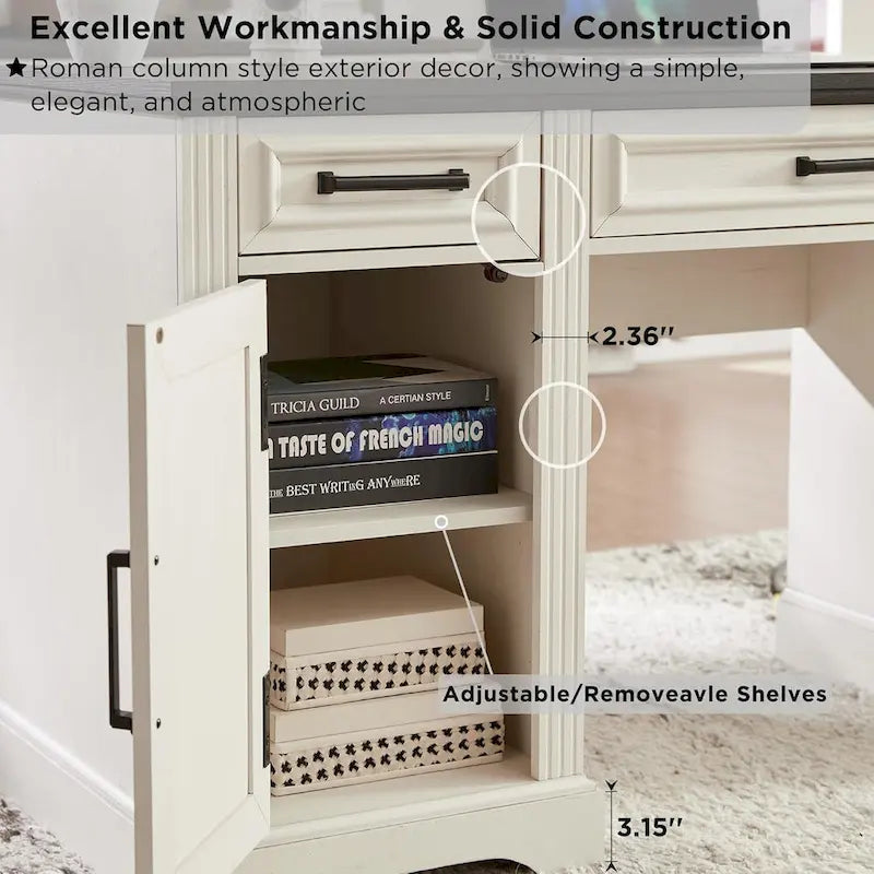 Farmhouse Computer Desk with Hutch,Office Desk with Charging Station