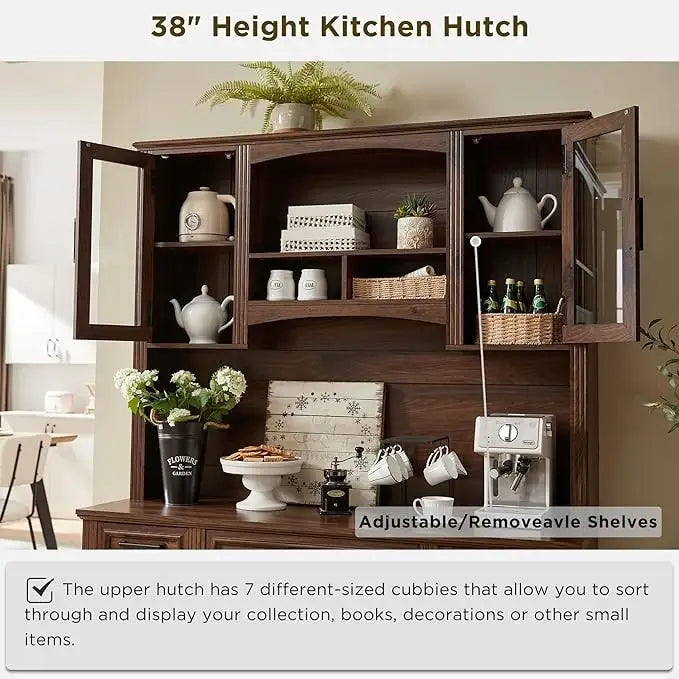 Farmhouse Computer Desk with Hutch,Office Desk with Charging Station