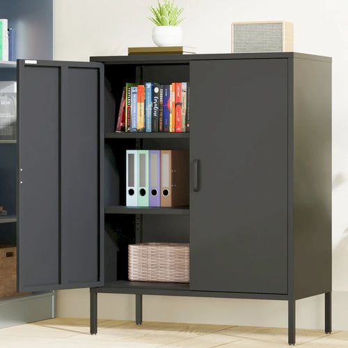 40 Inches High Metal Storage Locker, Comes With 2 Doors And Suitable For Homes, Offices And Coffee Bars