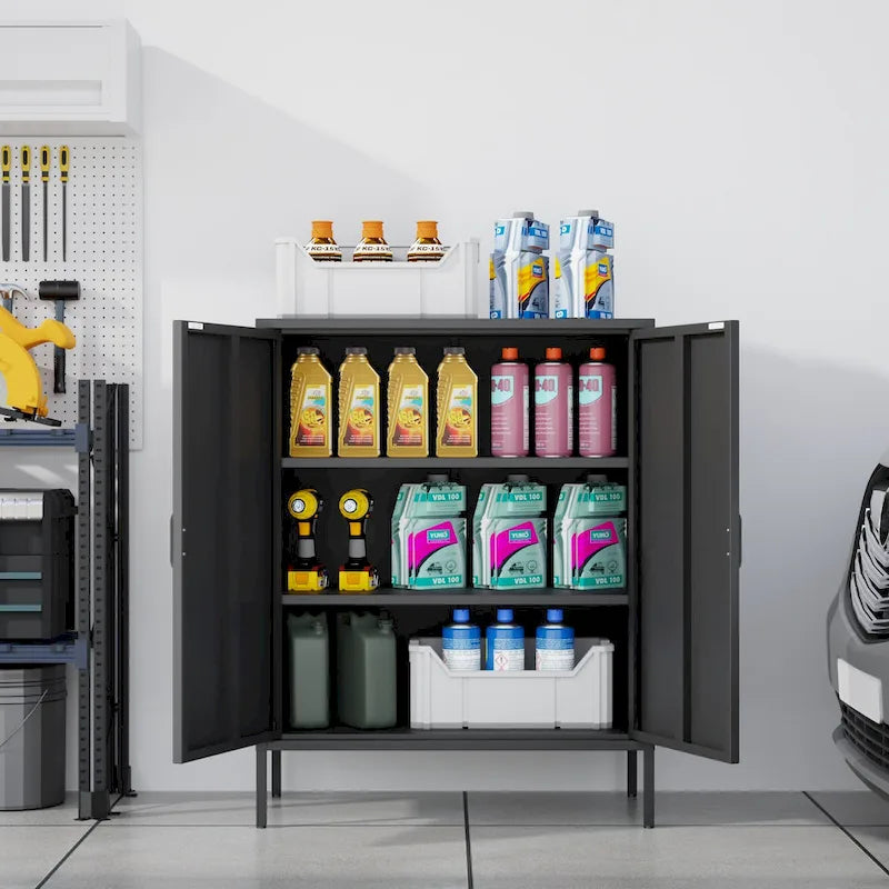 40 Inches High Metal Storage Locker, Comes With 2 Doors And Suitable For Homes, Offices And Coffee Bars