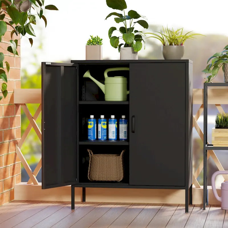 40 Inches High Metal Storage Locker, Comes With 2 Doors And Suitable For Homes, Offices And Coffee Bars