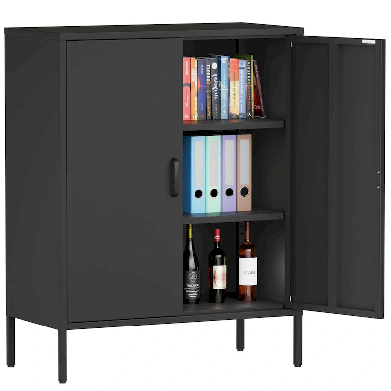 40 Inches High Metal Storage Locker, Comes With 2 Doors And Suitable For Homes, Offices And Coffee Bars