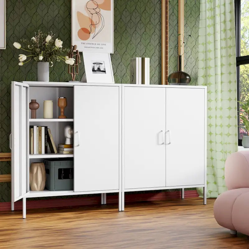 40 Inches High Metal Storage Locker, Comes With 2 Doors And Suitable For Homes, Offices And Coffee Bars